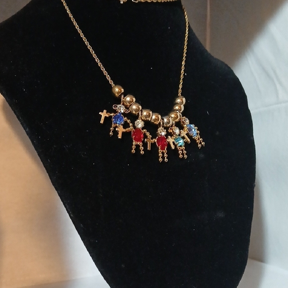 Gold Charm Necklace with Multicolor Accents - Picture 3 of 9